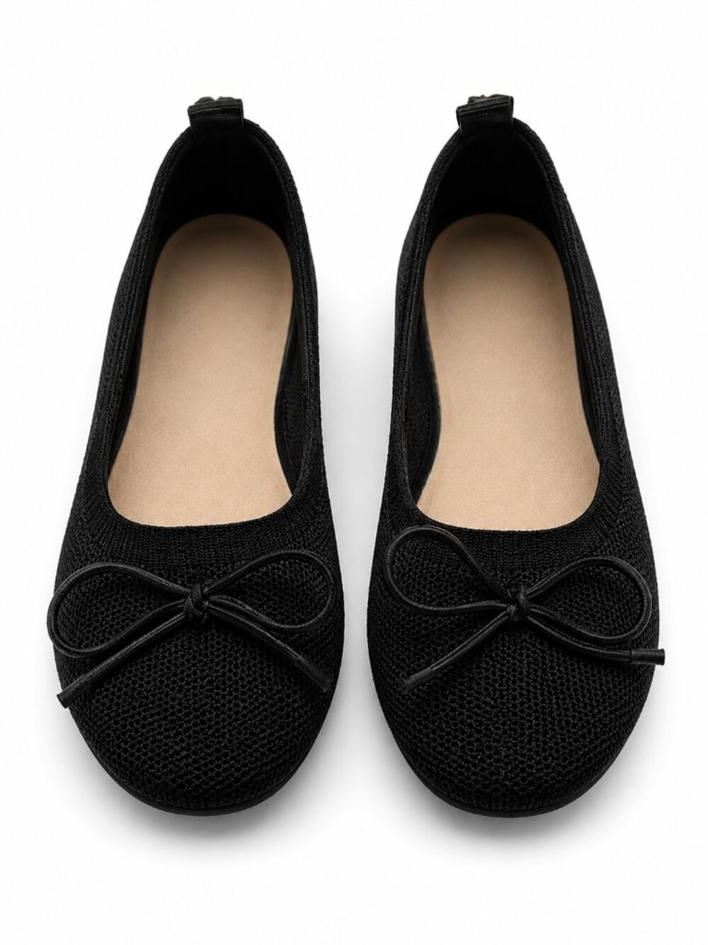 Danskin Wonder Ballet Flats | Black Knit | Bow Detail | Size 3